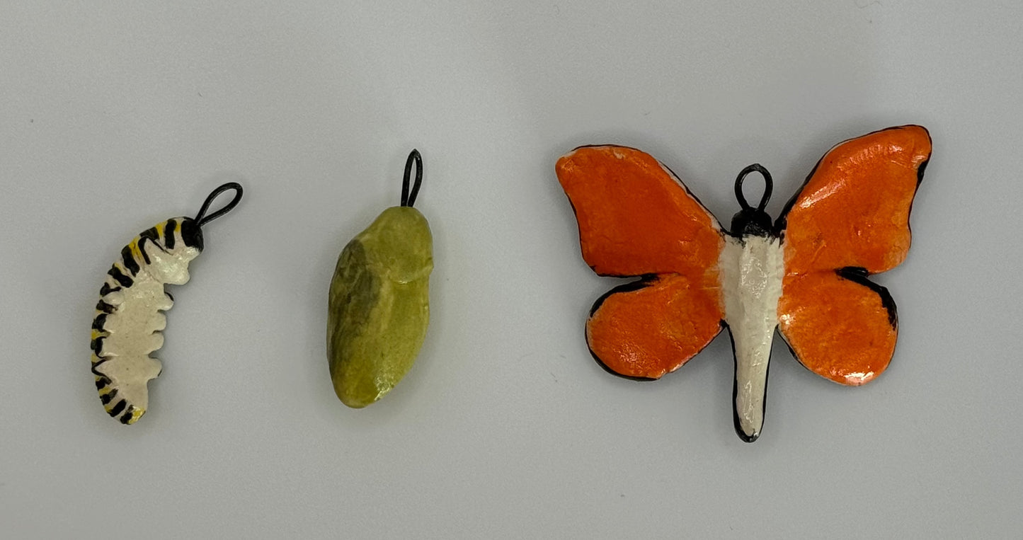 Butterfly Life Cycle Charm Set (SET OF THREE)